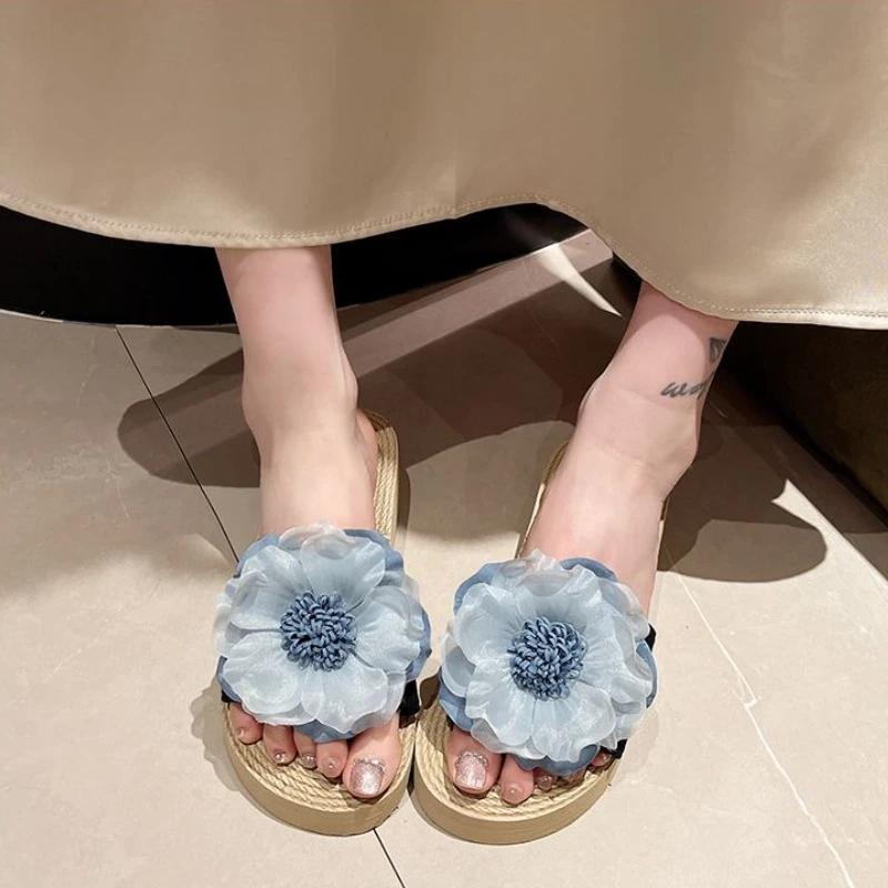 Fashion Medium Heel Flowers Women's Slippers and Ladies Sandals 2025 Trend Designer Luxury Shoes Top Designs Chic Elegant Casual Slides