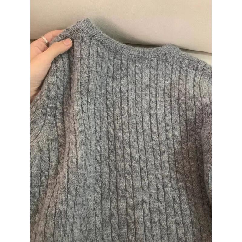 European Heavyweight Cable Knit Cardigan: Women's Autumn/Winter Lazy Style with Gold Buttons