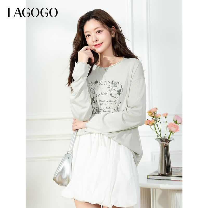 LAGOGO Women s Letter Print T-Shirt M