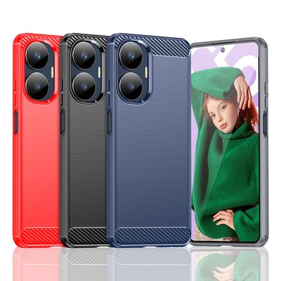 Pour Coque Realme C55 Étui Pour Realme C55 Bumper Anti-choc Silicone Souple Fibre de Carbone Arrière Pour Realme C55 C 55 6,72 pouces