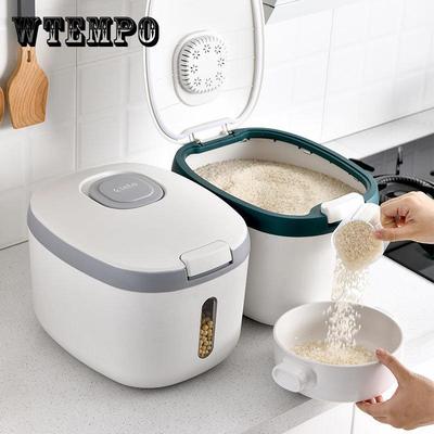Large Food Storage Container Rotatable Rice Barrels Sealed Cereal Dispenser Tank Grain Box Kitchen Food Storage Organization