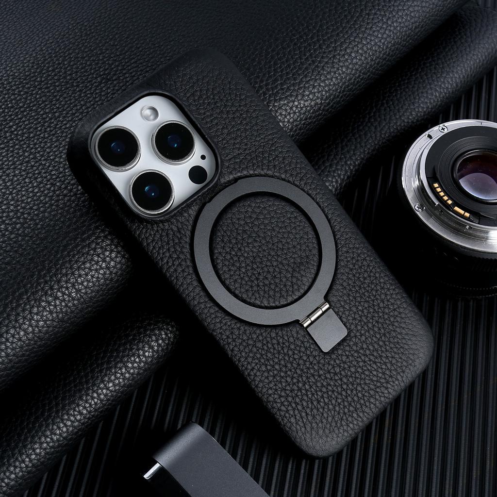 Чехол для телефона с магнитной подставкой-кольцом для iPhone 16 Pro Max 16e 15 13 14 12 11pro, крышка, чехол из натуральной кожи, чехлы с магнитной задней крышкой