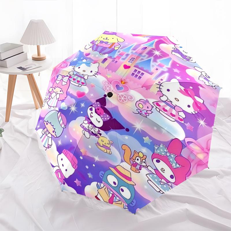 1pc Hello Kitty & Friends Automatic Opening Folding Umbrella - 8 Rib Iron Frame Outdoor, Perfect Gift for Fans, Travelers, Everyday Use, Festive Prese