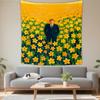 Boho Chic Wall Tapestry With Moon Phase Floral Starry Sky Design Bedroom Yoga Studio Decor