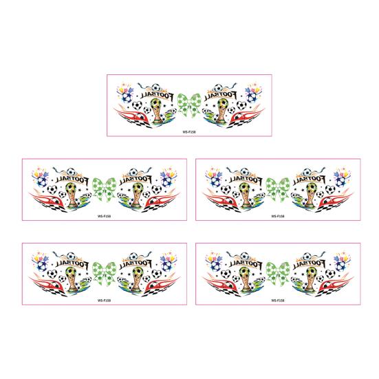 5Pcs Soccer Face Stickers for World Mug, Football Fan Temporary Tattoos, Waterproof Cheering Body Art Decals for Game Day
