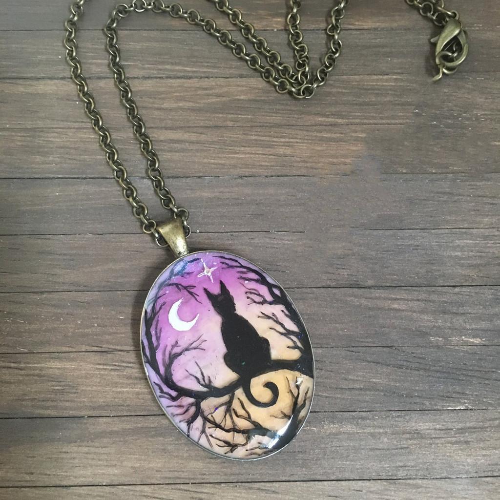 Handcrafted Geometric Cat Resin Jewelry With Leather Cord For Female Fashion