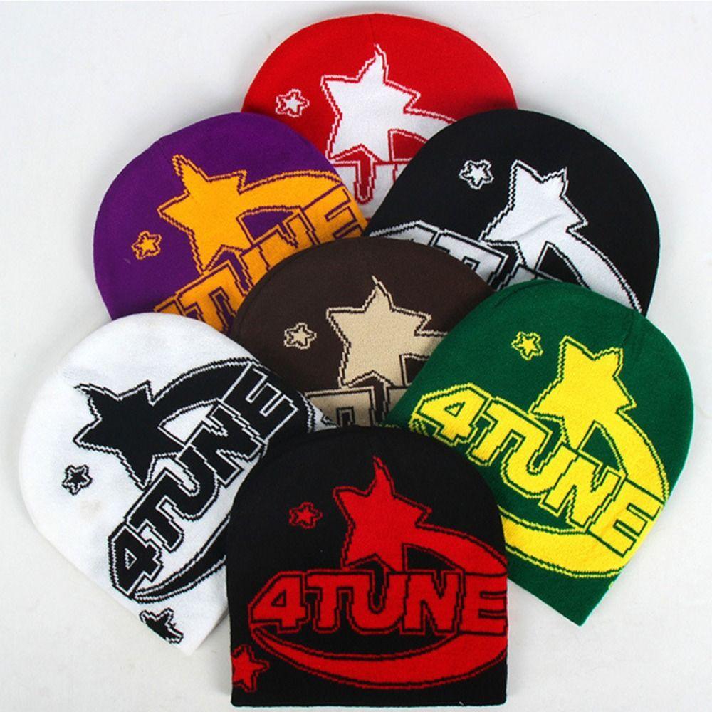 Elastic Beanies Cap Thickened Jacquard Hat Fashion Knitted Hat  Men Women