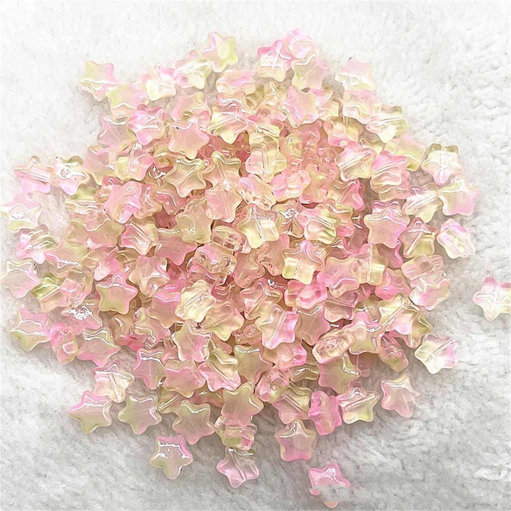 Colorful 30pcs 8mm Mini Polychrome Cute Gradient Five-pointed Star Glass Beads Loose Spacer Beads Jewelry Making DIY Handmade