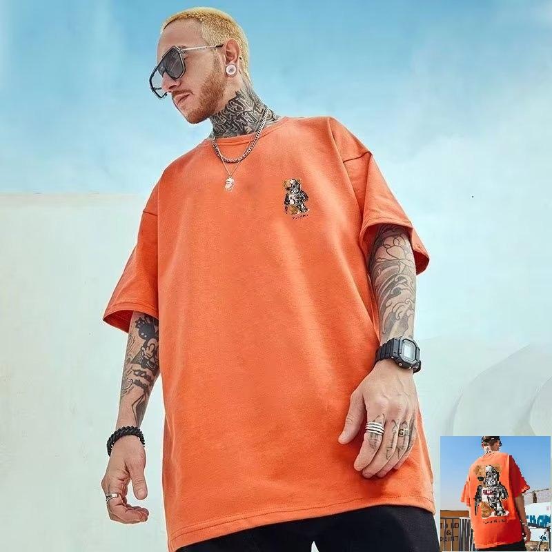 Top Estivo Girocollo Stampa Orsetto 3D Moda Casual Manica Corta T-shirt da Uomo