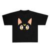 Sailor Moon Luna Estampado Algodão Feminino Manga Curta Meninas Camiseta Roupas PaiFilho Infantis Japão Anime Camiseta Top Verão
