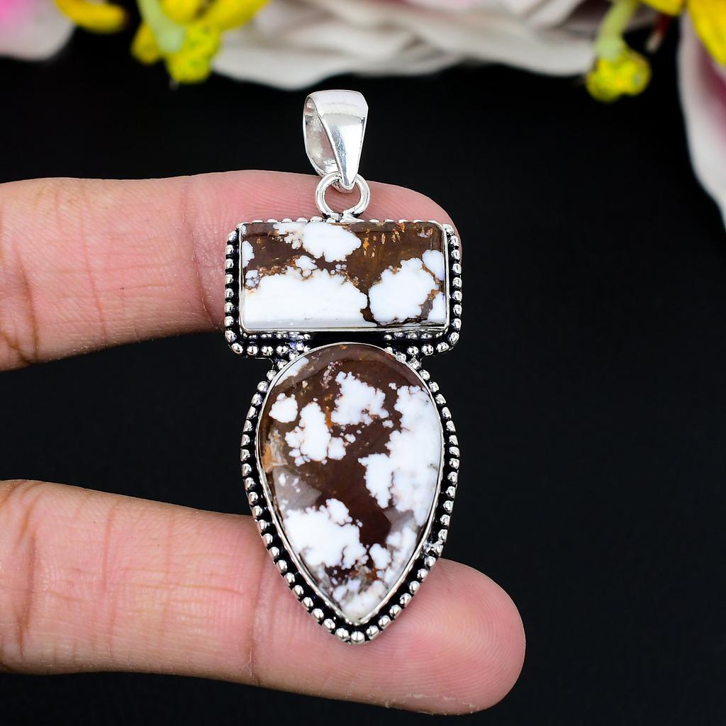 Wild Horse Gemstone Handmade 925 Sterling Silver Jewelry Pendant 2.56" KG-281