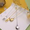 Handle Spoon Five-Pointed Star Gold-Plated Dessert Coffee Tea Long Handle Kitchen Supplies Mixing Spoon Set Heart-Shaped Pendant
