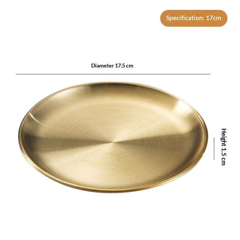 New Plate Tray Dining Tray Steak Plate Korean Stainless Steel Circular Barbecue Plate