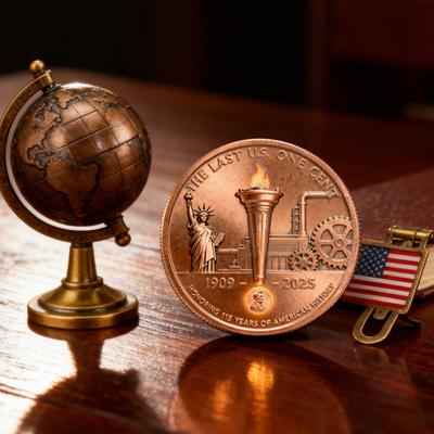 Final Penny Collectible Coin The Last Cent 1909–2025 Tribute Penny Commemorative Token Nostalgic Collector's Gift for History Coin Enthusiasts