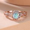 Elegant Rose Gold Color Flower Engagement Rings for Women Jewelry Round Cut White Opal Zircon Ring Wedding Promise Party Decorations
