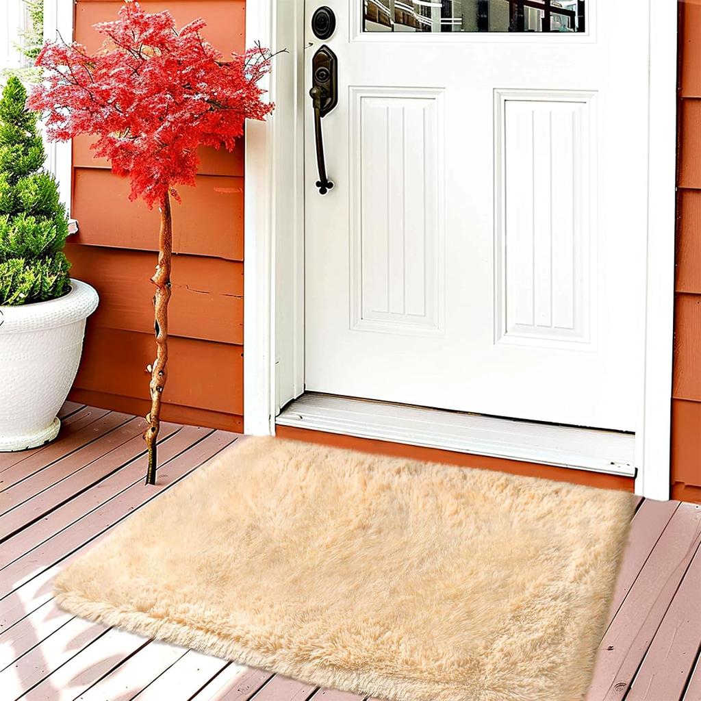 VIKAMA Modern Simple Plush Carpet Solid Color Entrance Door Mat Home Decoration Comfortable And Soft Living Room Bedroom Mat