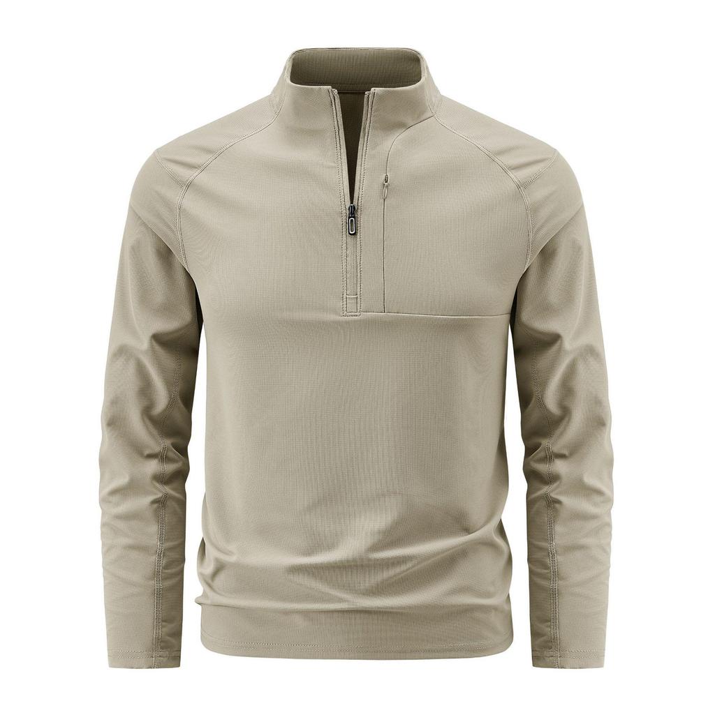 Men's Quick-Dry Long-Sleeve Half-Zip Base Layer for Spring & Autumn Running