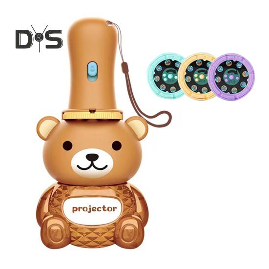 

Детский игрушечный проекционный фонарик с 24 узорами в форме медведя для раннего обучения, обучающая интерактивная игрушка в подарок, игры с тенью от руки, фонарик для детей дубильная кора