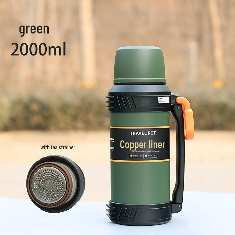 316 Stainless Steel Outdoor Thermos with Tea Separator and Infuser, 2500ml Large Capacity Kettle