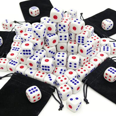 40/60/80/100pcs 10mm Red&Blue Point Dice with 2/3/4/5pcs Black Drawstring Storage Baga Tabletop Game Accessories Party Supplies