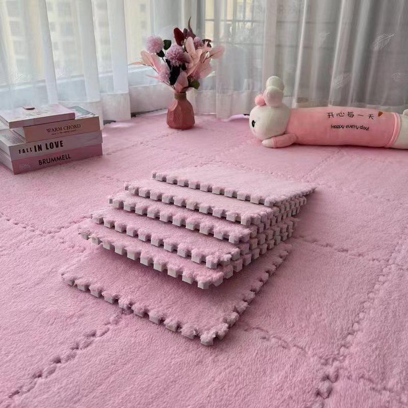 10Pcs Soft Plush Puzzle Carpet Play Mat 30*30*1CM Room Warm Playmat Interlocking Exercise Tiles Fluffy Area Decoration Mat Rug