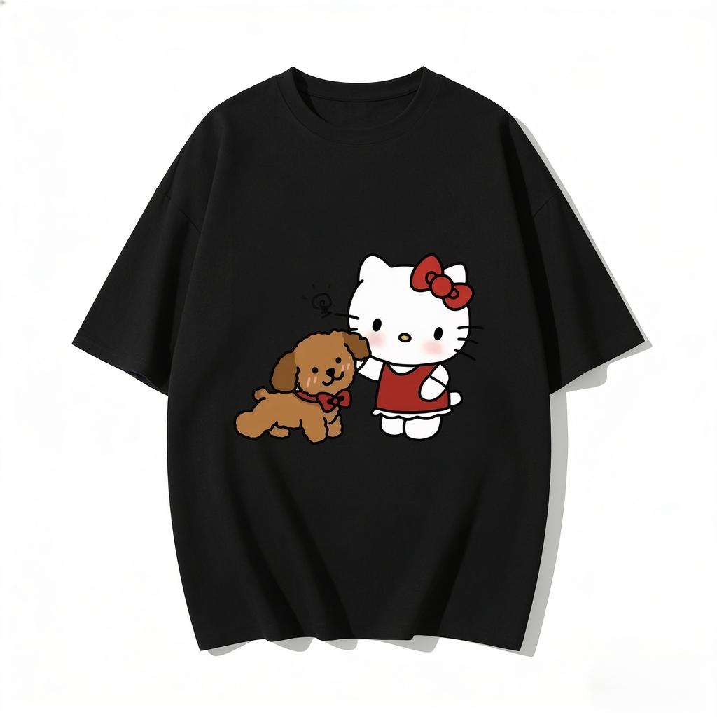 2026 Hello Kitty Tee soft cotton short sleeve crew neck cute print lightweight summer top for Women daily casual wear