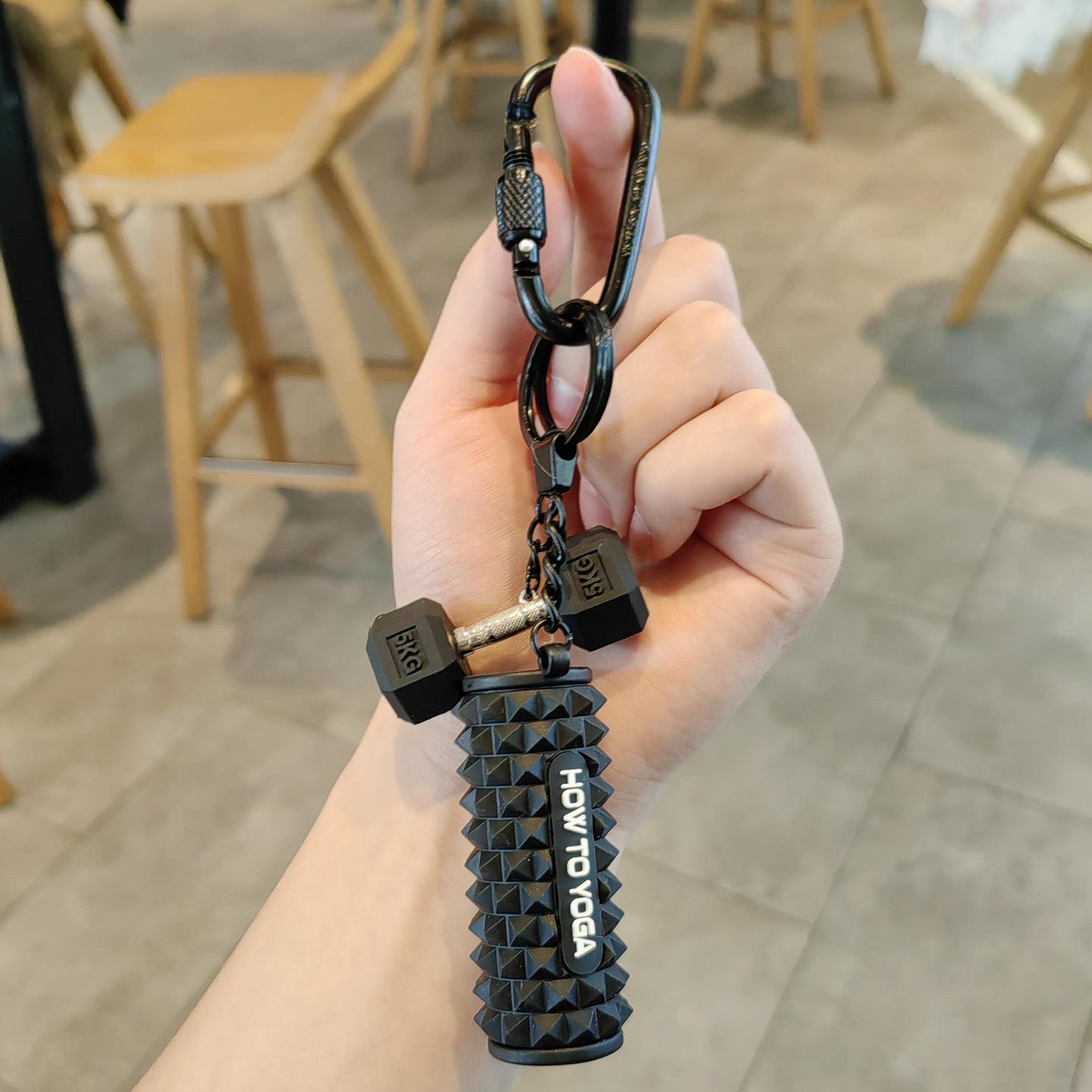 Mini Foam Roller Dumbbell Keychain: Stylish Fitness Pendant Gift for Men & Women