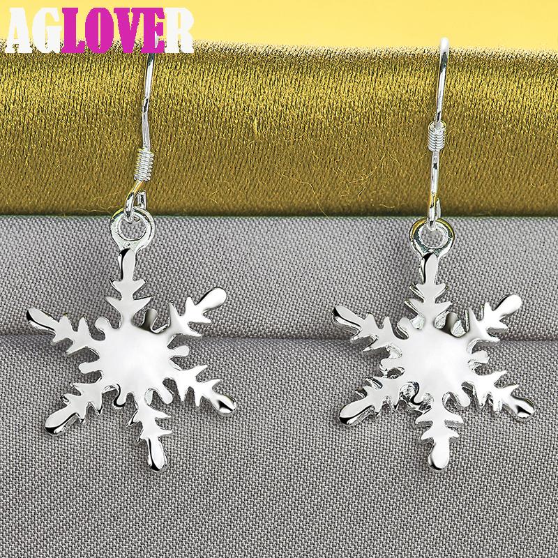 925 Sterling sølv Snowflake Drop øredobber smykker
