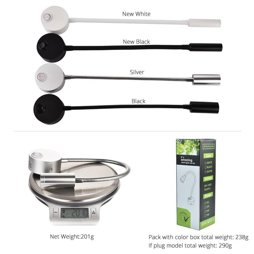 Bedside Working Study Reading Lamp Wall lamp sconces 3W LED Book Lamp wall Night light fixtures Spot LED EU US Plug