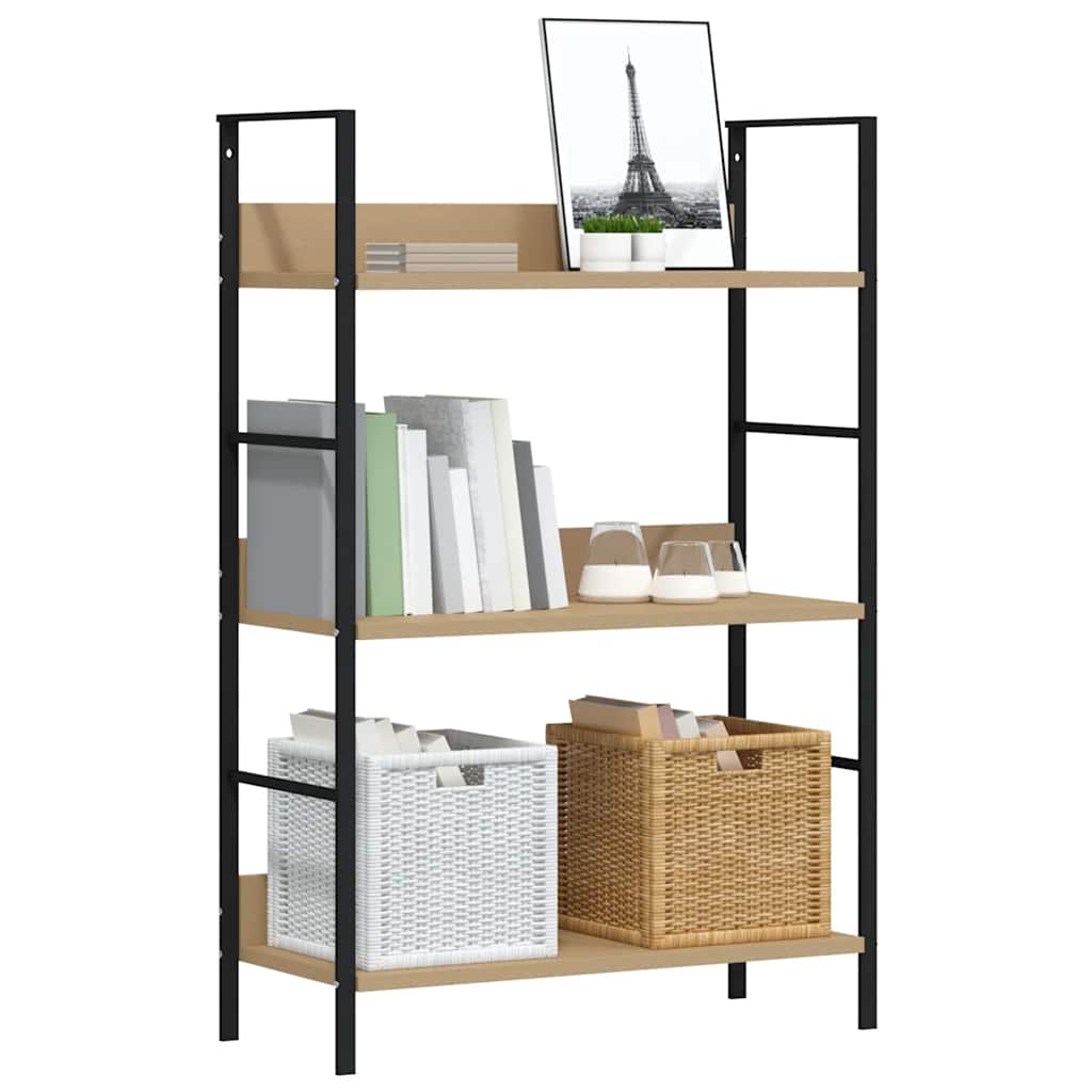 Bookshelf with 3 Shelves Oak Finish 60 * 27.6 * 90.5 cm Wood Based Material