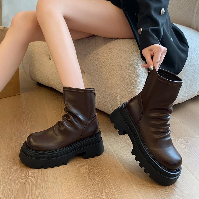 Thick-soled foreign style early autumn short boots 2025 new autumn thin boots Martin boots women's Maillard boots explosion