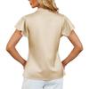 New Women's Fashion V-neck Chiffon Blouse With Pleated Loose Short Sleeves