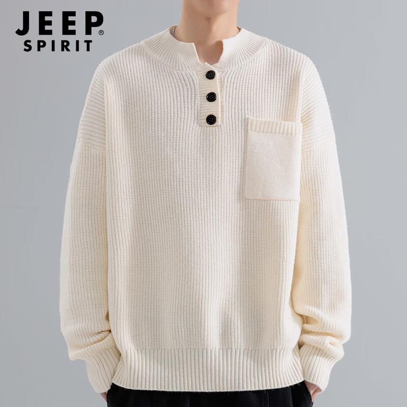 JEEP SPIRIT Men's Stand-Collar Pullover Sweater