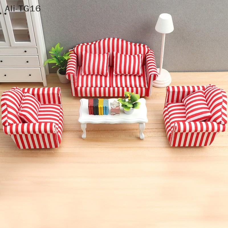 1/12 Dollhouse Simulation Sofa Model Doll Home Miniature Single/Double Sofa Living Room Furniture Decor Micro Scene Props
