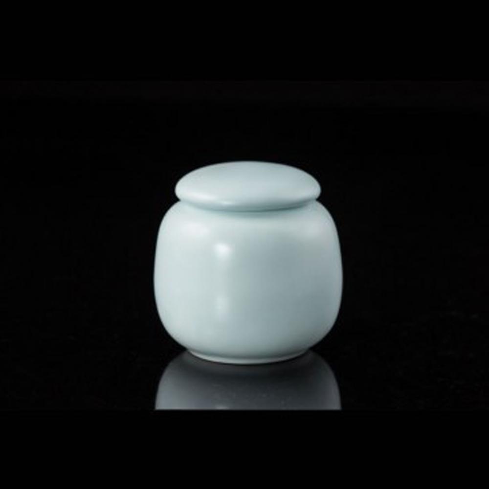 Cilindro Azul Hermético 30g para Matcha Porcelana Mini Té Vacío Contenedor de Almacenamiento Polvo de Matcha Lata de Té Azucarero Tarro de China Decoración