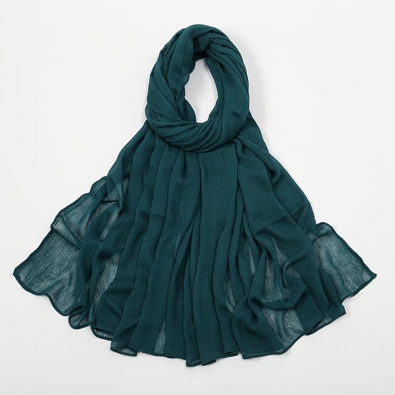 Crinkle Muslim Women Hijab Wrinkle Rayon Headscarf Solid Color Women's Turban Plain Viscose Cotton Musulman Femme Shawl Ramanda