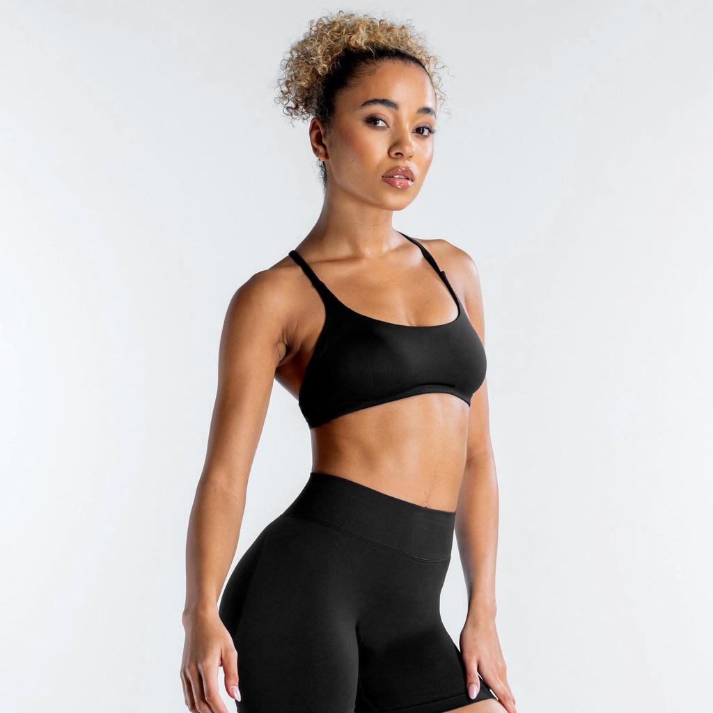 DFYNE Sport-BH mit gekreuztem Rücken und nahtlosem Design: Hochelastische Matte Nylon Yoga Weste für Damen