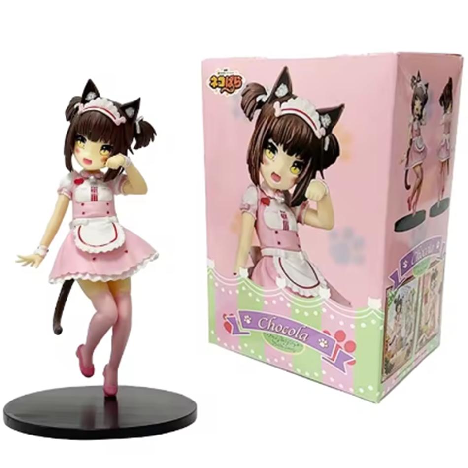 18cm nekopara anime figure kawaii girl chocolate cute action figure maid vanilla figurine pvc collection model doll toys gift