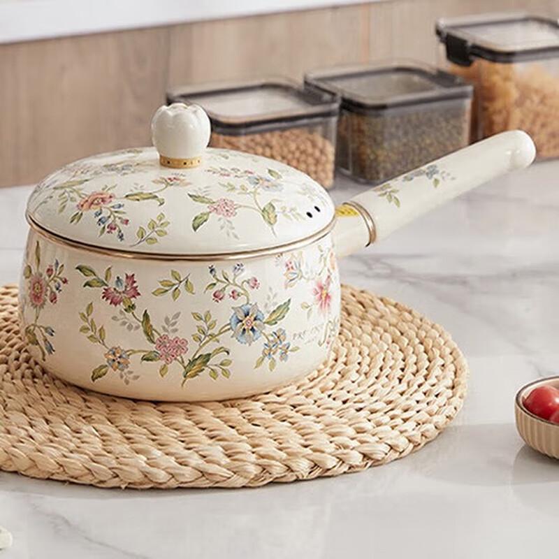 FUJIHORO Эмалированный молочник Прованс с керамической ручкой и крышкой