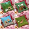 D-Dinotaengs Cute Cartoon Cushion Cover Pattern Printed Pillowcase for Living Room Sofa Cushion Cover & Bedroom Decor
