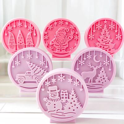 Nouveau Moule en Silicone Bougie de Noël Relief 3D Père Noël Bonhomme de Neige Sapin Voiture Artisanat Résine Gypse Moule à Savon Outils DIY pour Fabrication de Bougies