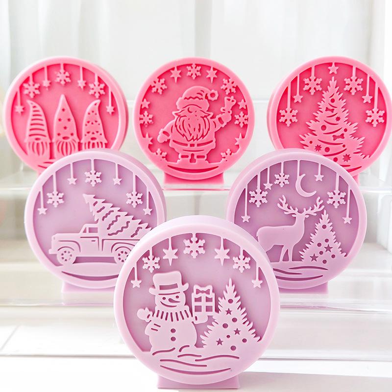 New Christmas Candle Silicone Mold 3D Relief Santa Claus Snowman Tree Car Craft Resin Gypsum Soap Mould DIY Candle Making Tools