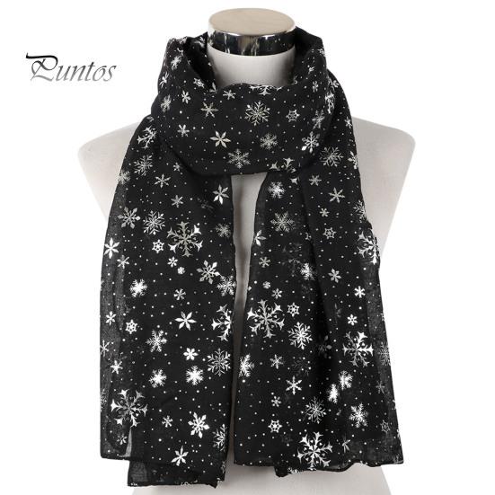 Feiertags-Accessoire Glitzernd Funkelnd Folien-Schneeflocken-Print Schal für Damen, Weihnachten Atmungsaktiv Kaltwetter-Thema Schal Wickel, Herbst Winter
