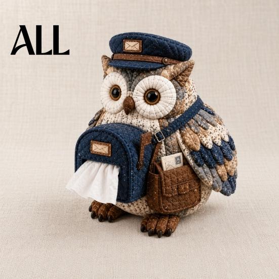 Decorative Tissue Box Cover DIY Kit, Owl Shape, Soft Textures Patchwork Handmade Fabric Craft Kit Sewing for Handicraft Enthusiast Beginners Cozy Home