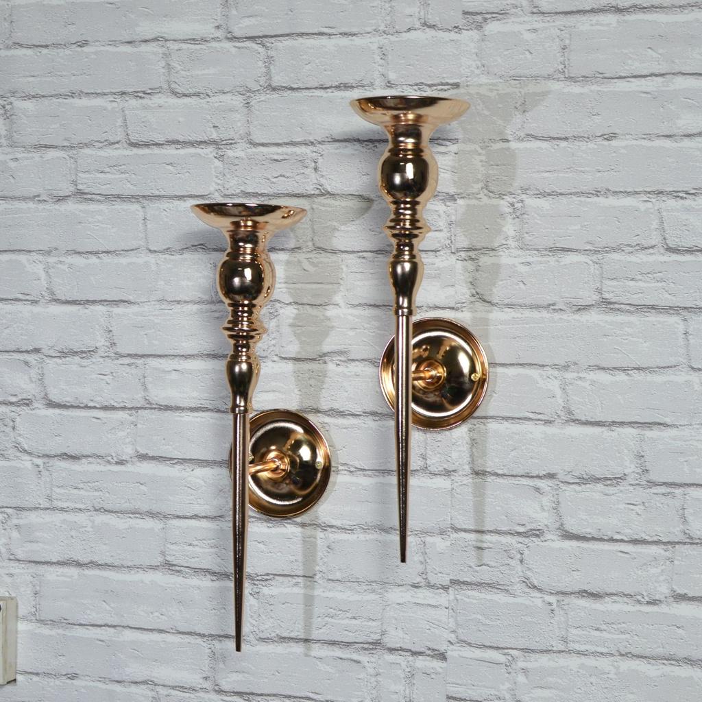 2 Τμχ Κηροπήγιο Τοίχου, Μεταλλικό Κηροπήγιο Τοίχου Σχέδιο Σκήπτρο, Διακόσμηση Τοίχου Σπιτιού για Σαλόνι, Μπάνιο, Τραπεζαρία