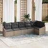 6 Piece Grey Poly Rattan Sofa Set with Cushions