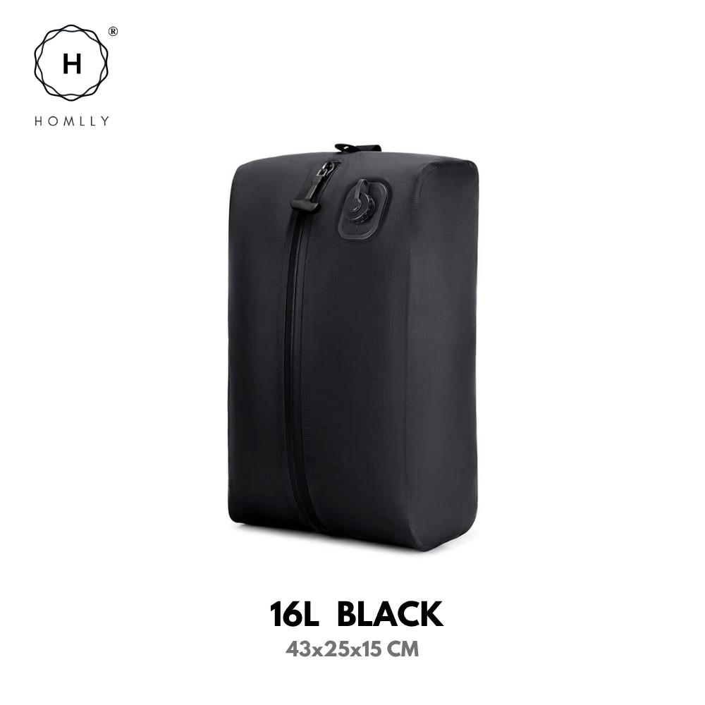 Homlly Pump Free Reusable Vacuum Seal Compression Storage Organizer Bag with Built-in Air Pump x2pcs 16L BLACK x2pcs