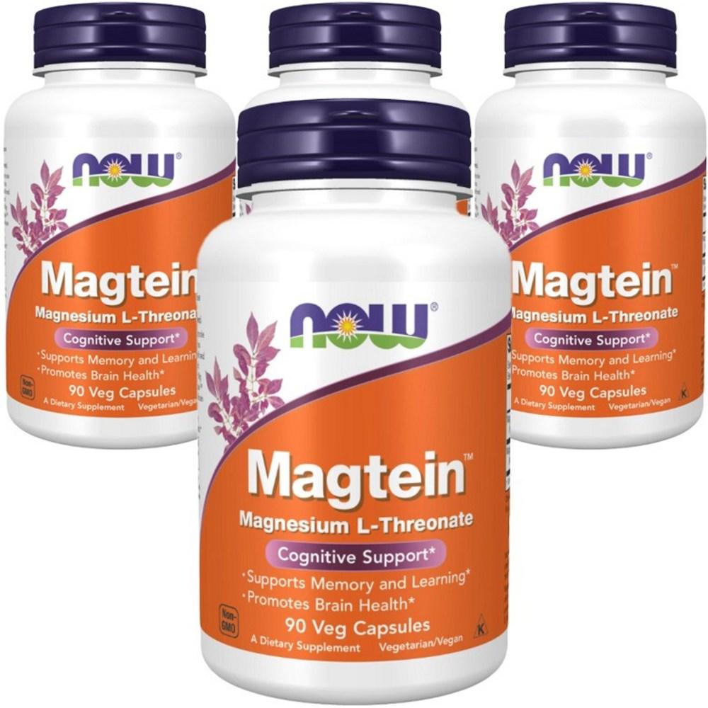 Now Foods Magtein Magnesium L-Trionate Veggie Capsules 4 pcs 90 Tablets
