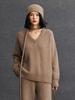 Women's V-neck Cashmere Sweater - 2026 Autumn/Winter, Gentle Style, Loose, Slimming, Thick Base Layer Pullover.