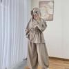 European and American Cross-border Amazon Independent Station  Spring and Autumn New Long-sleeved Hooded Lace-up Top Tied Feet Trousers Set